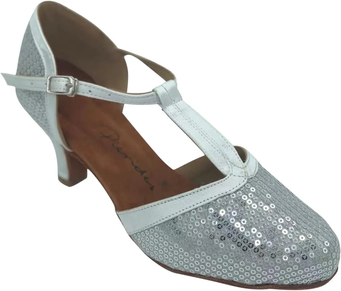 Women's Suede Sole Performance Sequins Ballroom Dance Shoes Latin Salsa Wedding Shoes
