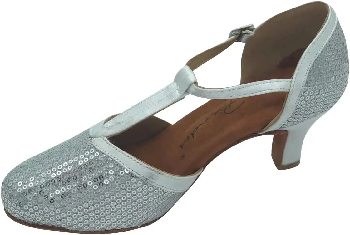 Women's Suede Sole Performance Sequins Ballroom Dance Shoes Latin Salsa Wedding Shoes