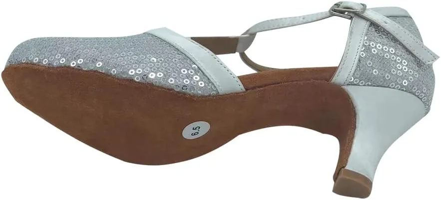 Women's Suede Sole Performance Sequins Ballroom Dance Shoes Latin Salsa Wedding Shoes
