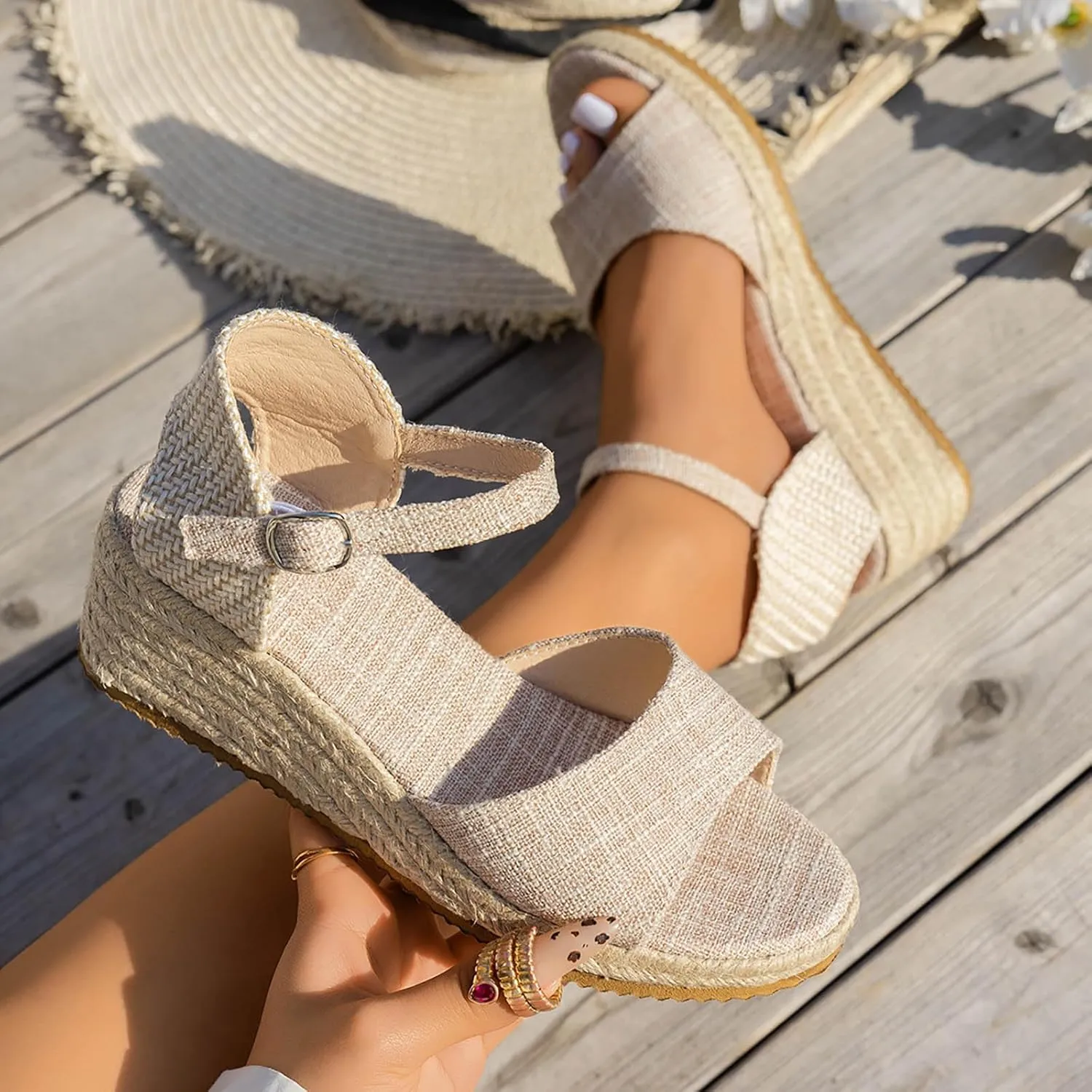 Womens Wedge Sandals Wedge Sandals for Women Comfortable Casual Soft Sandal Walking Arch Support Slip on
