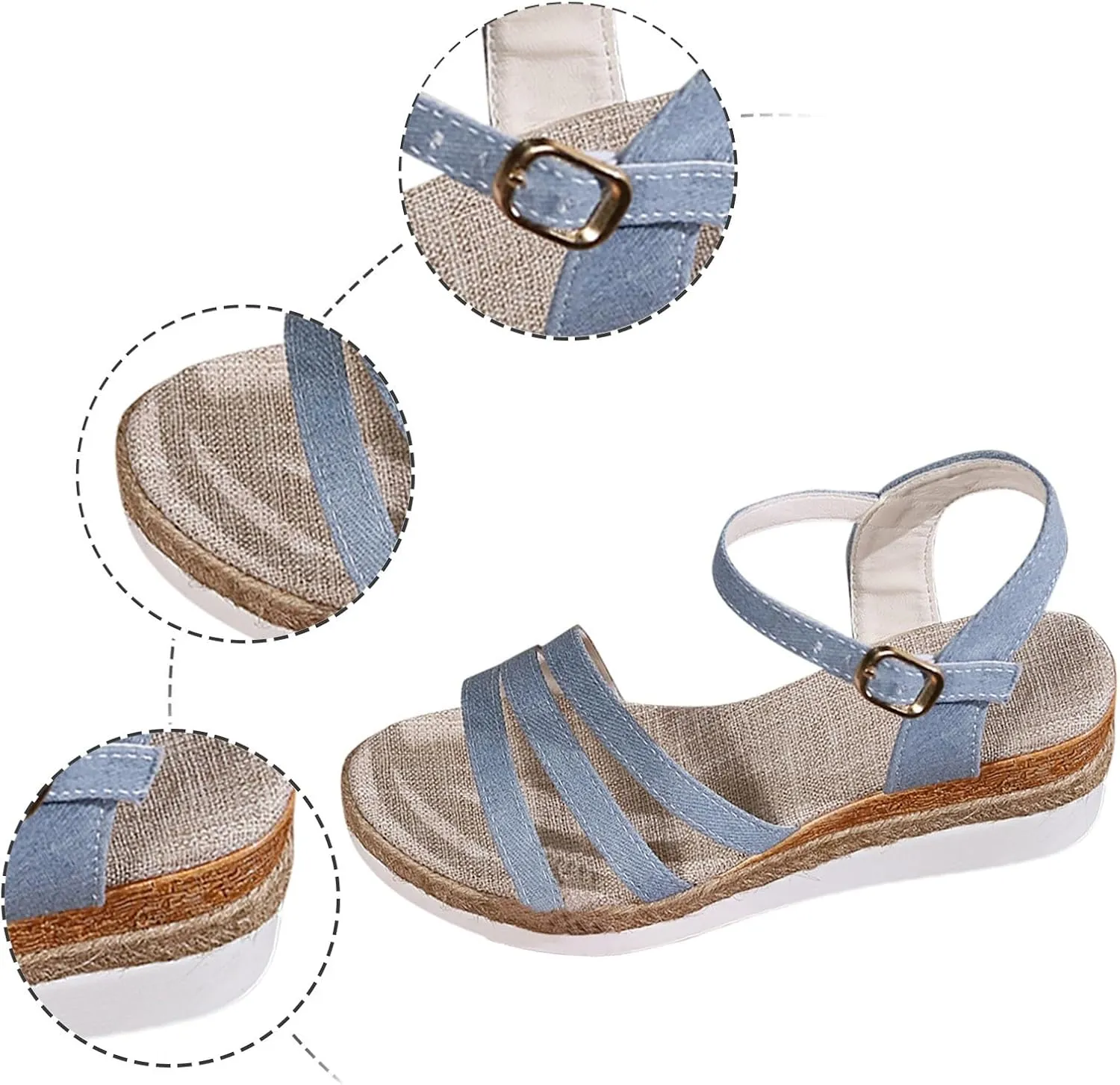 Womens Wedge Sandals Women's Platform Wedge Sandals Beach Soft Arch Support Sandal Summer Comfortable Slip on