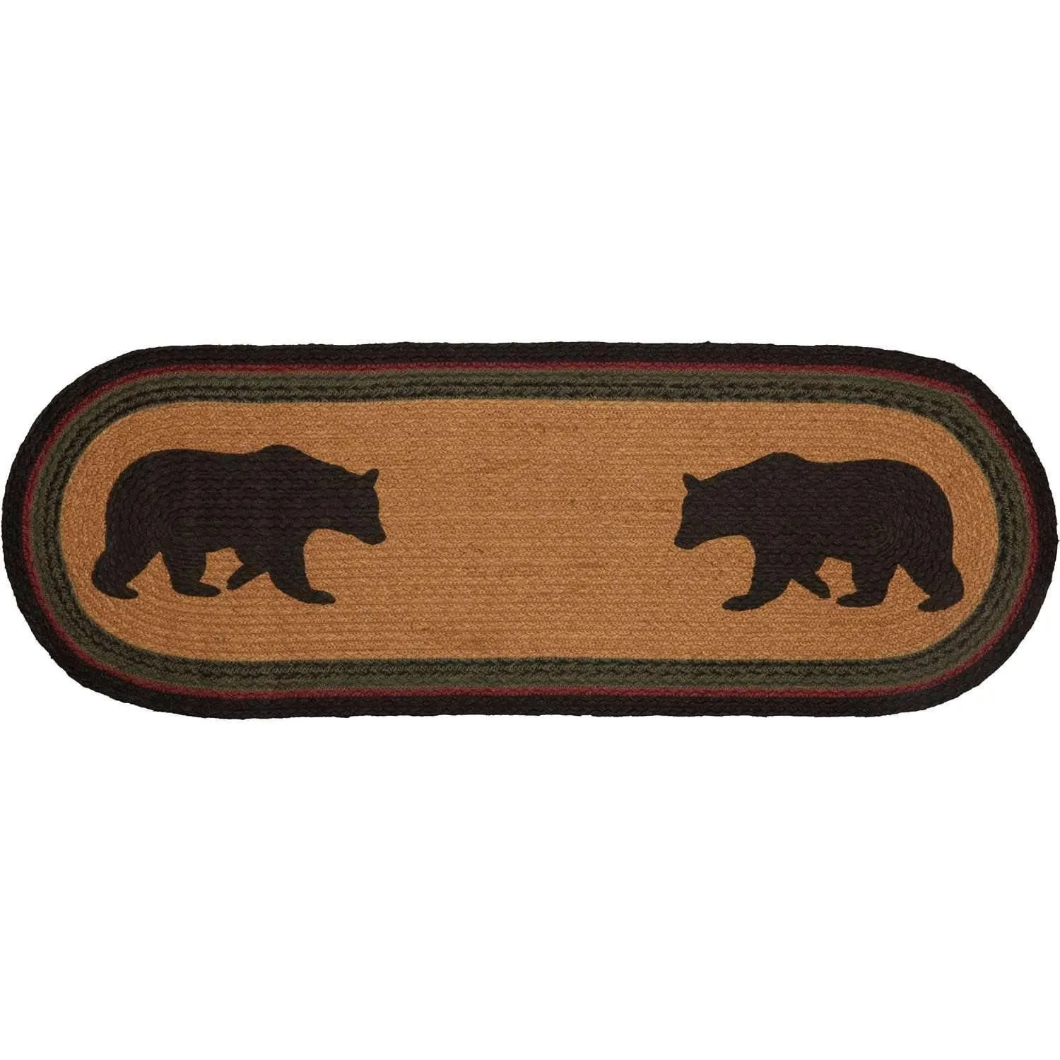 Wyatt Stenciled Bear Jute Runner Oval 13x36 VHC Brands
