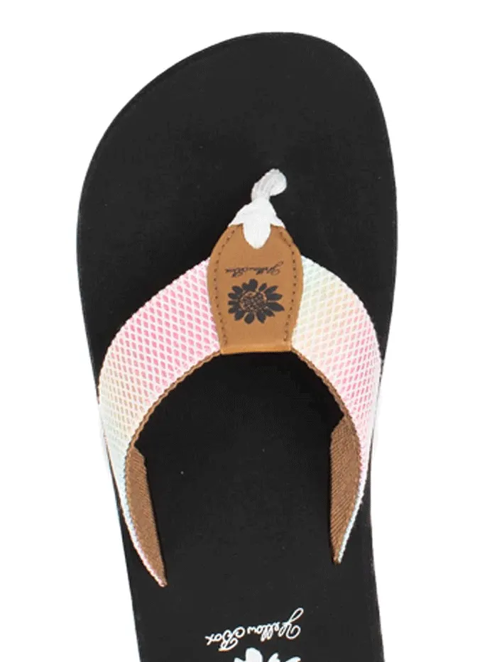 Yellow Box 52565 Womens Foliage Flip Flop Sandals White Multi - 4