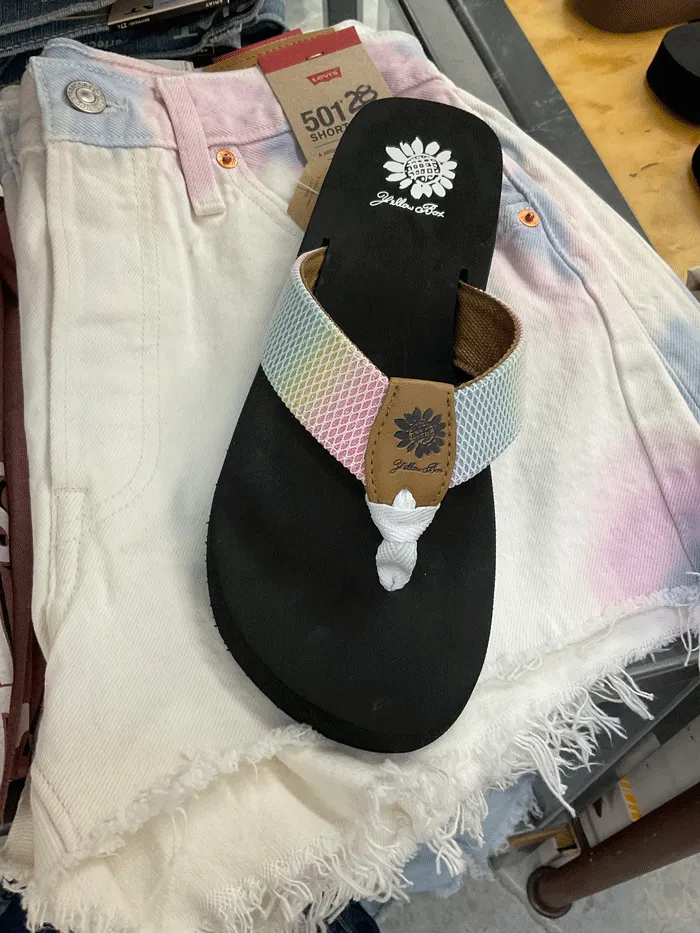 Yellow Box 52565 Womens Foliage Flip Flop Sandals White Multi - 4