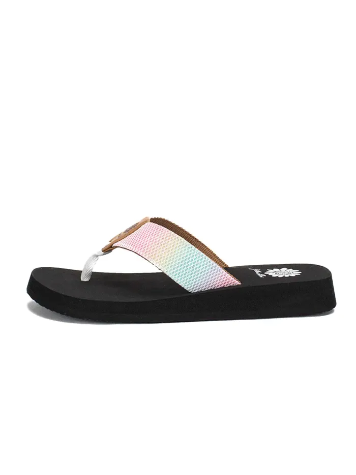 Yellow Box 52565 Womens Foliage Flip Flop Sandals White Multi - 4