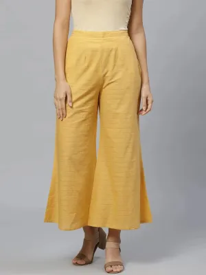 Yellow Striped Cotton Palazzos