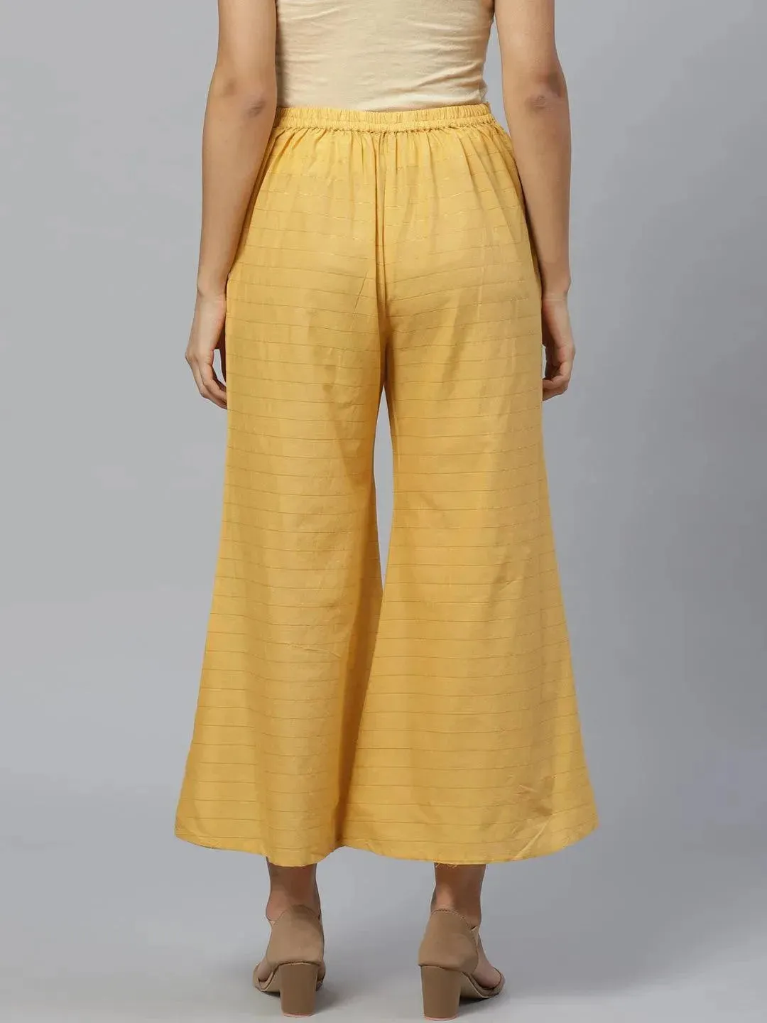 Yellow Striped Cotton Palazzos