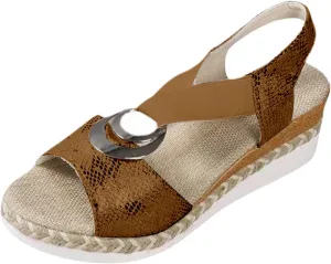ZWRXW Orthopedic Platform Wedge Sandals for Women Open Toe Ankle Strap Espadrilles Sandals Comfortable Arch Support Wedge Sandal Casual & Dressy Summer Shoes with Metal Buckle